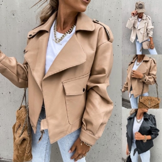 Manteau En Cuir Pu Pour Femme En Vrac