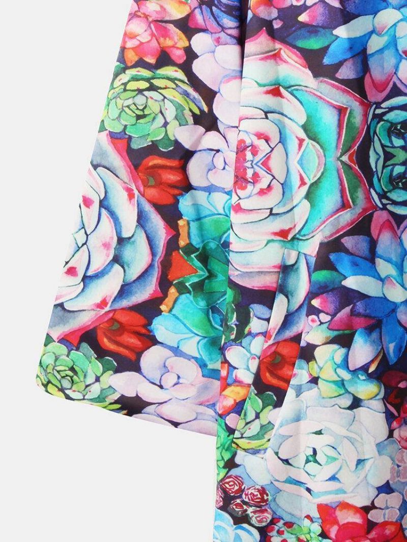 Manteau À Revers Décontracté À Manches Longues Et Imprimé Floral Pour Femmes