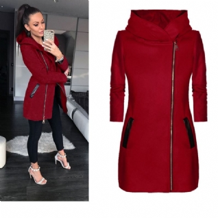 Mode Side Zipper Plus Fleece Coat Veste À Capuche Pull Femme