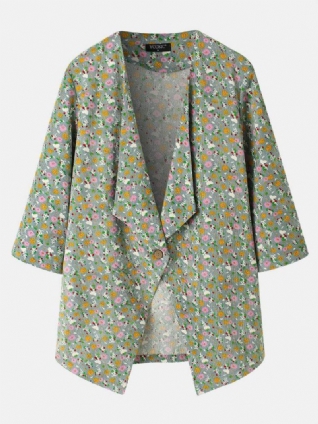 Veste Décontractée À Manches 3/4 À Imprimé Floral Bohème Pour Femme