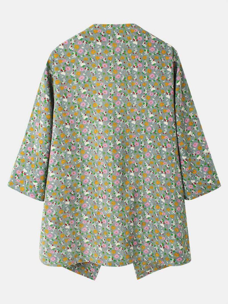 Veste Décontractée À Manches 3/4 À Imprimé Floral Bohème Pour Femme