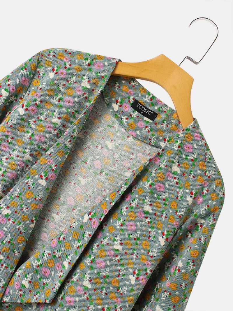 Veste Décontractée À Manches 3/4 À Imprimé Floral Bohème Pour Femme