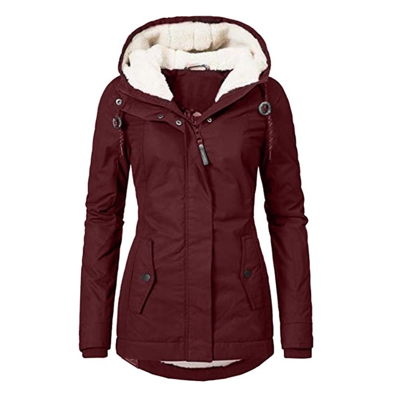 Veste De Manteau Rembourrée À Manches Longues Avec Poche Zippée Pour Femmes De Style Chaud