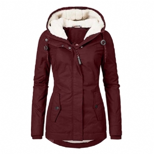 Veste De Manteau Rembourrée À Manches Longues Avec Poche Zippée Pour Femmes De Style Chaud