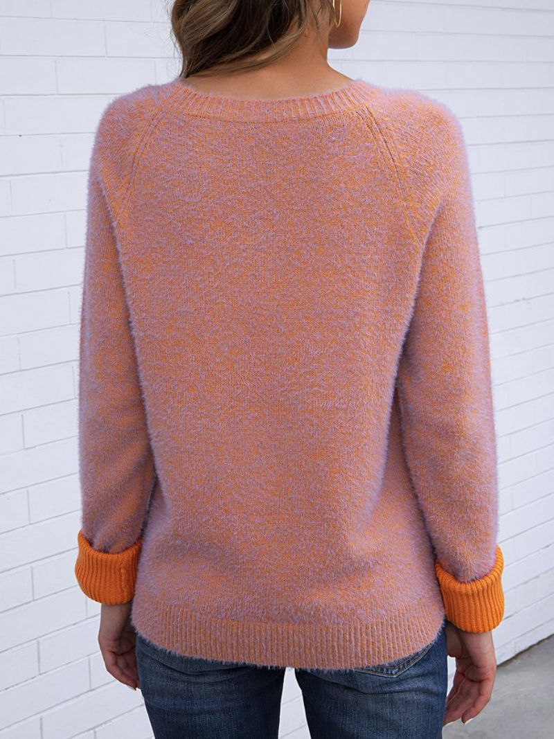 Pull Décontracté Orange À Blocs De Couleur