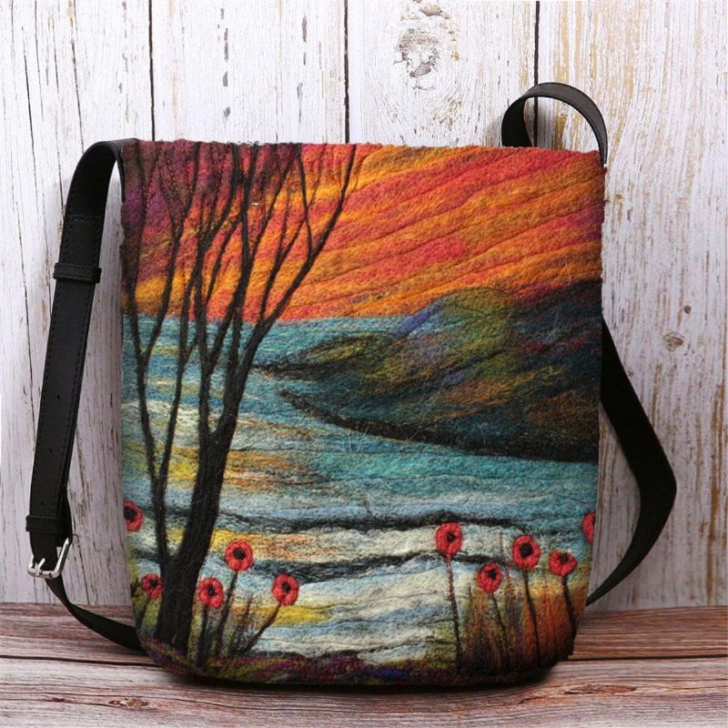 Femmes Agneau Cheveux Automne Scène Naturelle Coloré Bricolage Sac À Bandoulière Sac À Bandoulière