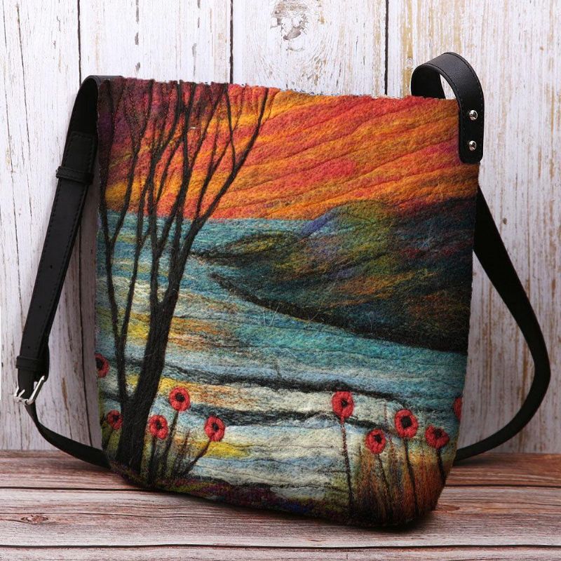 Femmes Agneau Cheveux Automne Scène Naturelle Coloré Bricolage Sac À Bandoulière Sac À Bandoulière