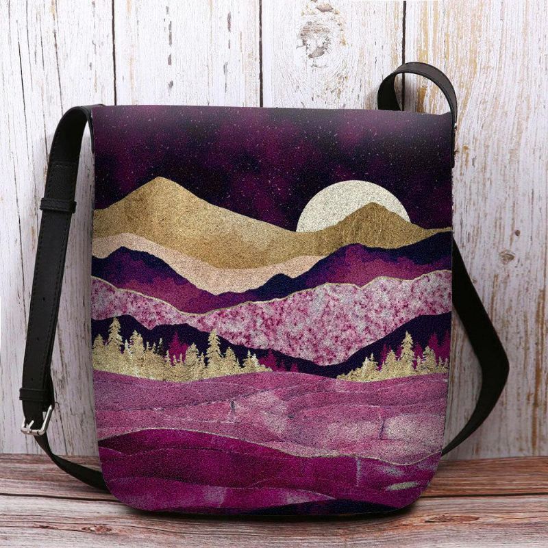 Femmes Felt Mountain Treetop Landscape Print Bag Sac À Bandoulière Sac À Bandoulière