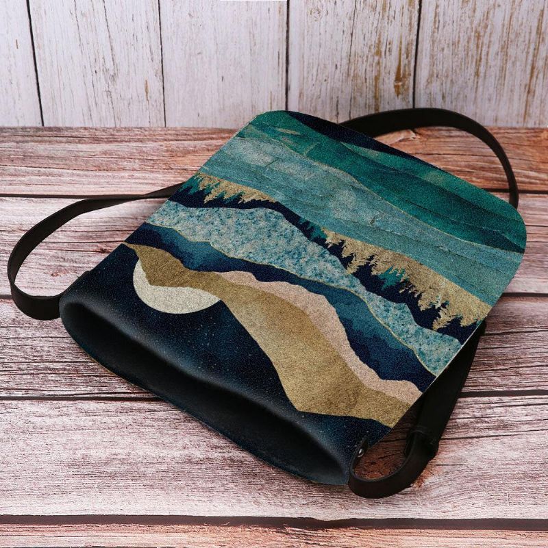 Femmes Felt Mountain Treetop Landscape Print Bag Sac À Bandoulière Sac À Bandoulière