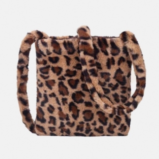 Femmes Feutre Doux Motif Léopard Mignon Décontracté Personnalité Sac À Bandoulière Sac À Bandoulière