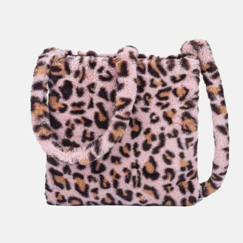 Femmes Feutre Doux Motif Léopard Mignon Décontracté Personnalité Sac À Bandoulière Sac À Bandoulière