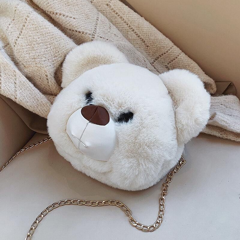 Femmes Mignon Ours En Peluche Chaînes Sac À Bandoulière Sac À Bandoulière