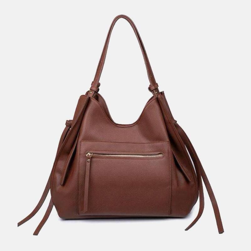 Femmes Pu Cuir Anti-vol Sac À Bandoulière Vintage Grande Capacité Sac À Bandoulière Sac À Main Fourre-tout