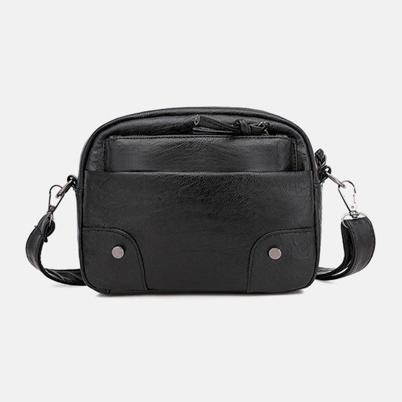 Femmes Pu Cuir Multi-poches Rétro Mode 6.3 Pouces Téléphone Sac Doux Sacs À Bandoulière Sac À Bandoulière