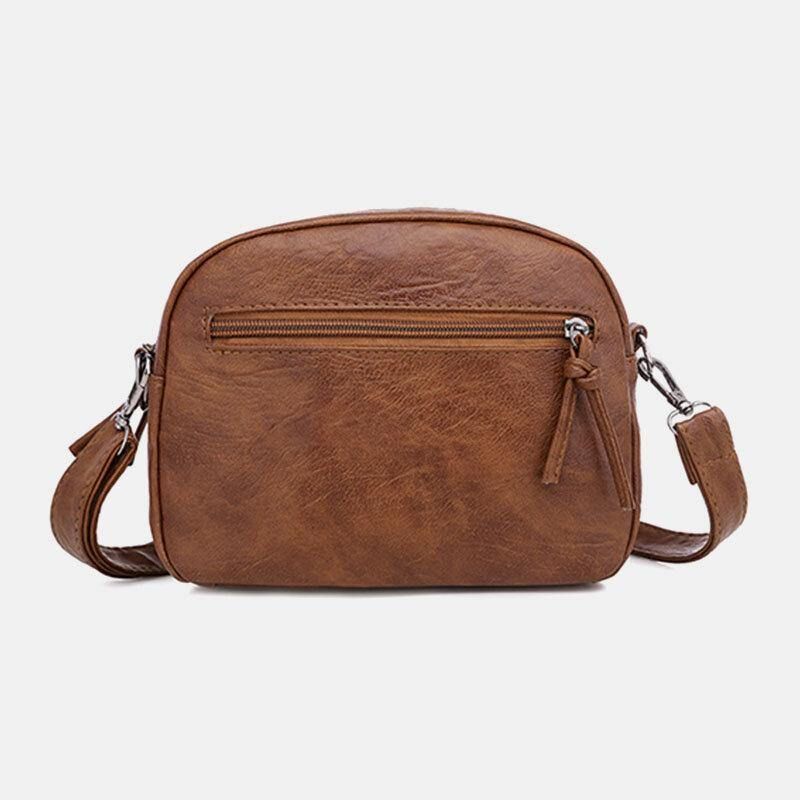 Femmes Pu Cuir Multi-poches Rétro Mode 6.3 Pouces Téléphone Sac Doux Sacs À Bandoulière Sac À Bandoulière