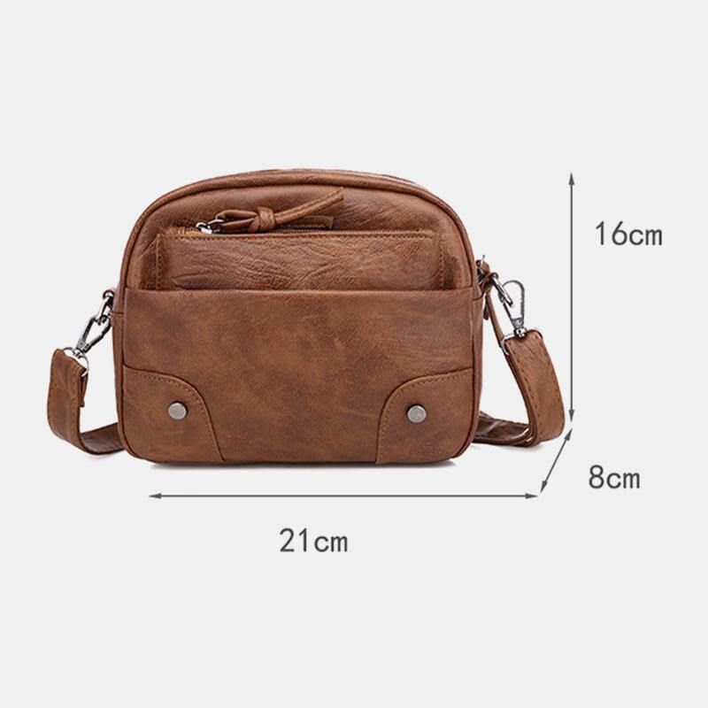 Femmes Pu Cuir Multi-poches Rétro Mode 6.3 Pouces Téléphone Sac Doux Sacs À Bandoulière Sac À Bandoulière