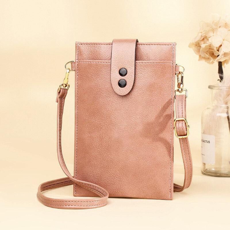 Femmes Pu Cuir Rétro 6.3 Pouces Téléphone Sac Mini Multi-carte Fente Sacs À Bandoulière Sac À Bandoulière