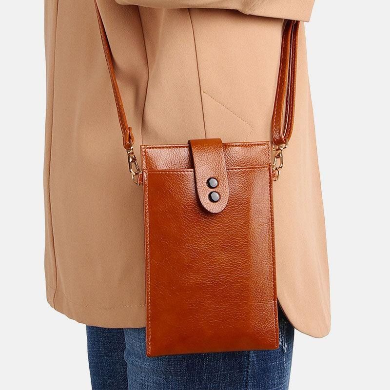 Femmes Pu Cuir Rétro 6.3 Pouces Téléphone Sac Mini Multi-carte Fente Sacs À Bandoulière Sac À Bandoulière