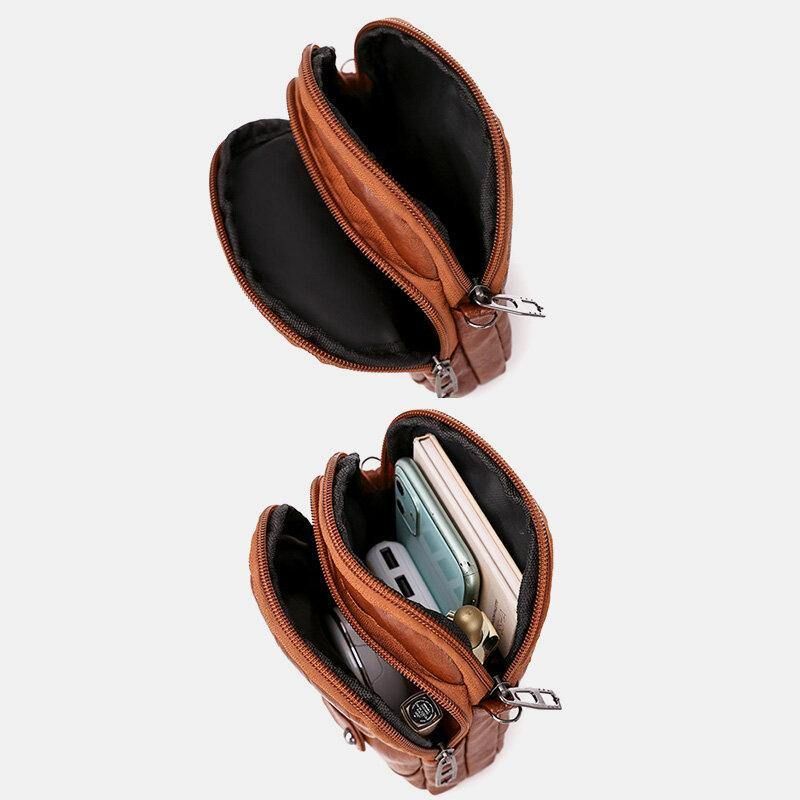 Femmes Pu Cuir Rivet Écouteur Trou Rétro 6.3 Pouces Téléphone Sac Bandoulière Sacs Sac À Bandoulière