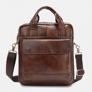 Hommes En Cuir Véritable Grande Capacité Antivol Vintage 6.5 Pouces Téléphone Sac Messenger Porte-documents Sac À Bandoulière Sac À Main Sac À Main