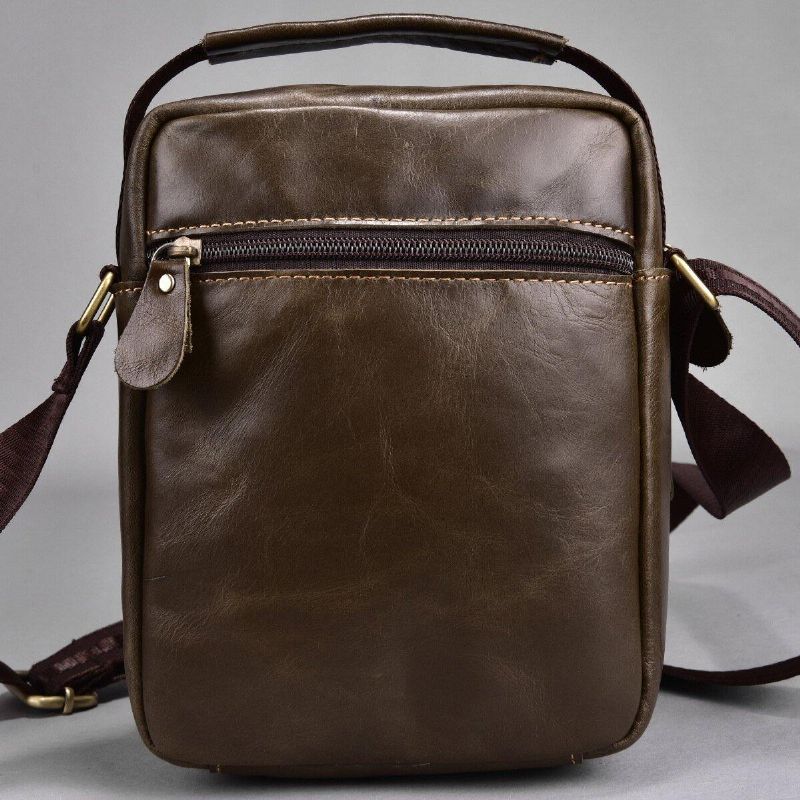 Hommes En Cuir Véritable Multi-poches Vintage 6.3 Pouces Téléphone Sac Bandoulière Sacs Sac À Bandoulière Sac À Main