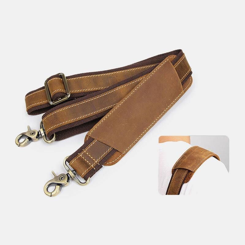 Hommes En Cuir Véritable Sangle Détachable Grand Multi-poches 15.6 Pouces Pochette D'ordinateur Porte-documents Sac De Messager Sacs À Bandoulière