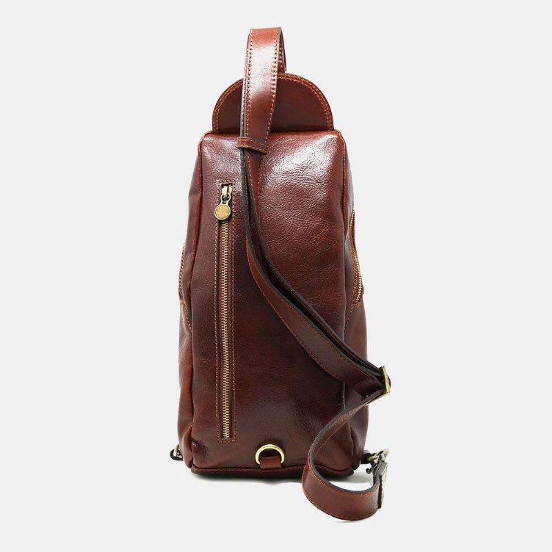 Hommes Pu Cuir Antivol Vintage Sac À Bandoulière Décontracté Sac À Bandoulière Sac De Poitrine Sac À Bandoulière Sac Hippie