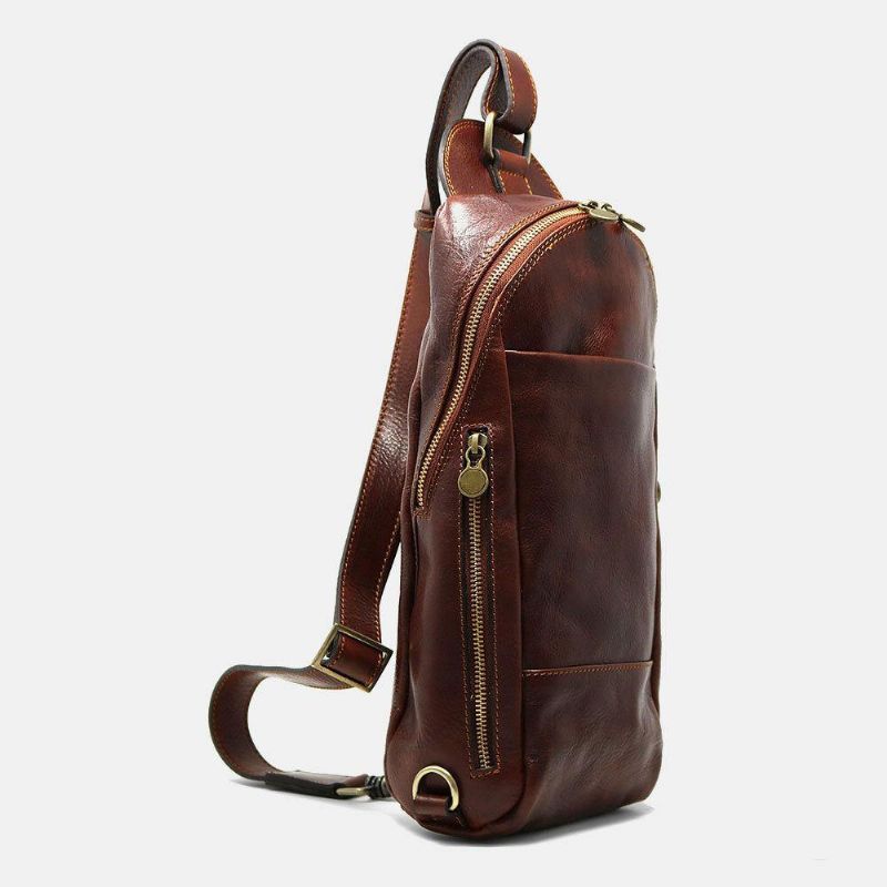 Hommes Pu Cuir Antivol Vintage Sac À Bandoulière Décontracté Sac À Bandoulière Sac De Poitrine Sac À Bandoulière Sac Hippie