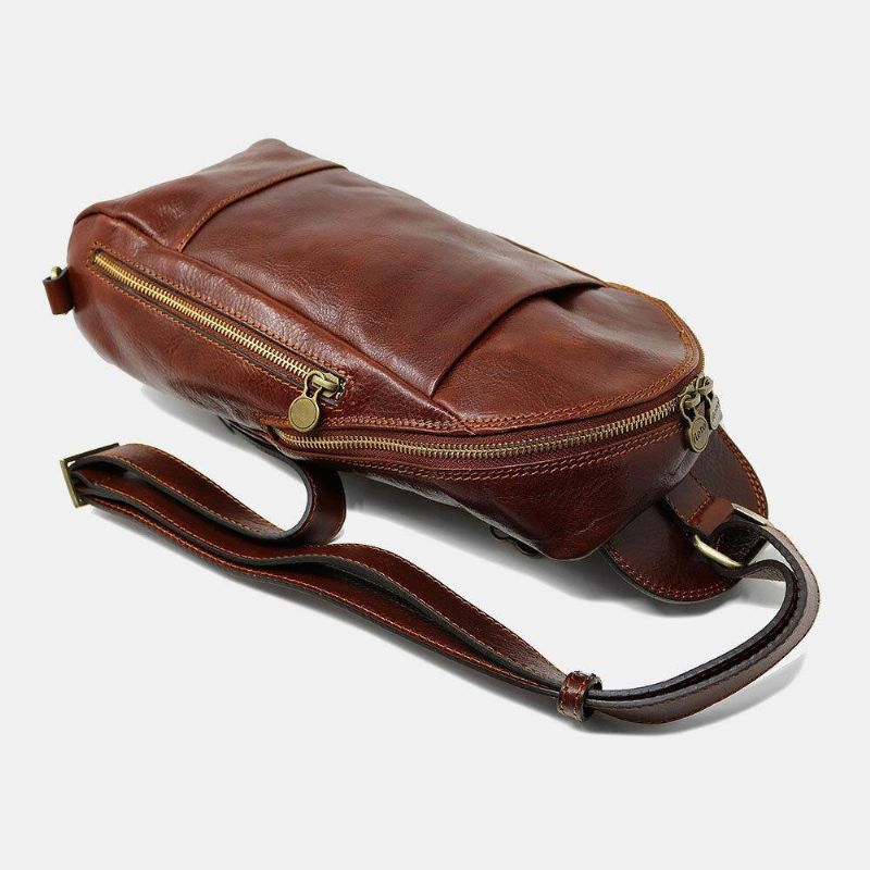 Hommes Pu Cuir Antivol Vintage Sac À Bandoulière Décontracté Sac À Bandoulière Sac De Poitrine Sac À Bandoulière Sac Hippie