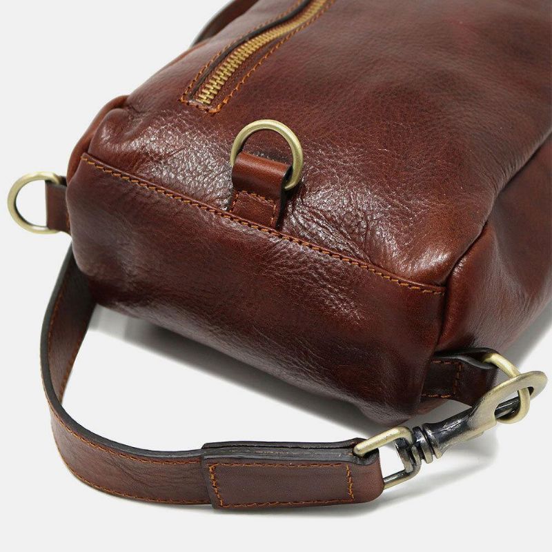 Hommes Pu Cuir Antivol Vintage Sac À Bandoulière Décontracté Sac À Bandoulière Sac De Poitrine Sac À Bandoulière Sac Hippie