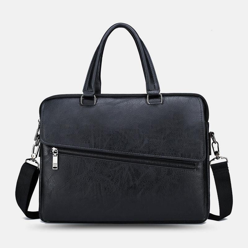 Hommes Pu Cuir Multifonction Anti-vol Vintage Business Messenger Sac Bandoulière Sac À Main Sac À Bandoulière