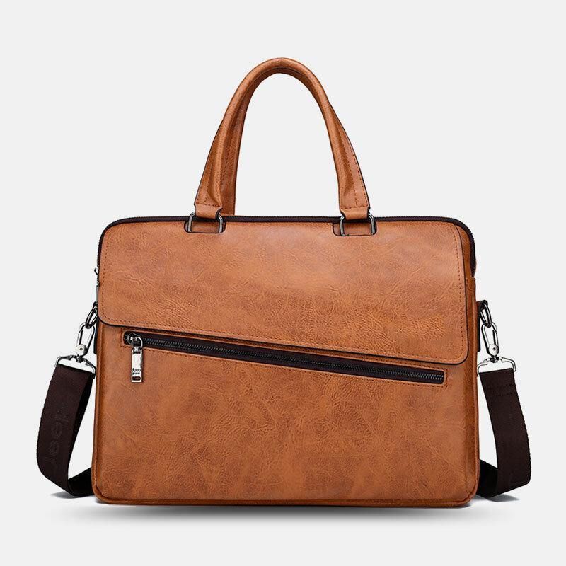 Hommes Pu Cuir Multifonction Anti-vol Vintage Business Messenger Sac Bandoulière Sac À Main Sac À Bandoulière