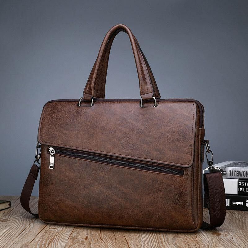 Hommes Pu Cuir Multifonction Anti-vol Vintage Business Messenger Sac Bandoulière Sac À Main Sac À Bandoulière