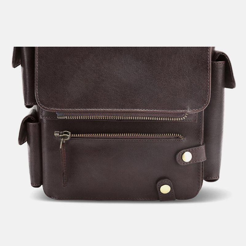 Hommes Pu Cuir Vintage Affaires Multifonction Multi-cartes Fentes Multi-poches Sac À Bandoulière Sac À Bandoulière