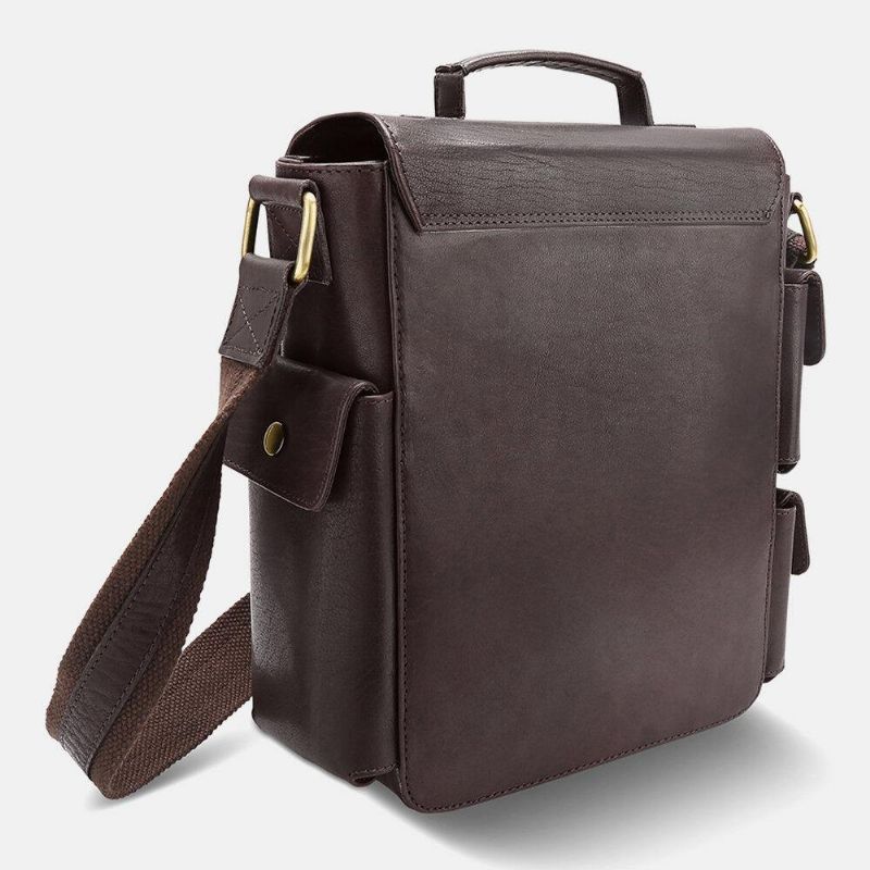 Hommes Pu Cuir Vintage Affaires Multifonction Multi-cartes Fentes Multi-poches Sac À Bandoulière Sac À Bandoulière