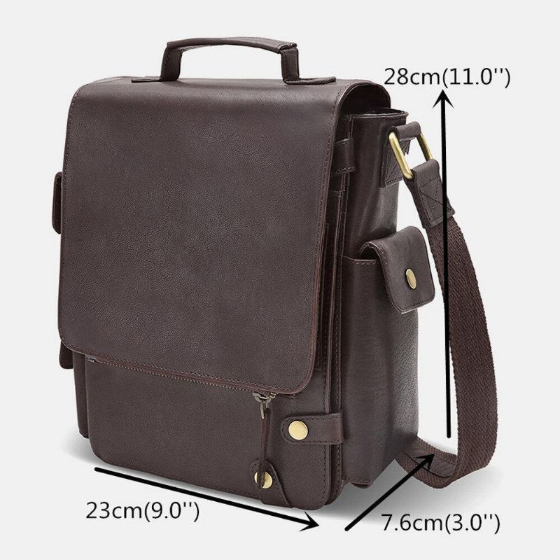 Hommes Pu Cuir Vintage Affaires Multifonction Multi-cartes Fentes Multi-poches Sac À Bandoulière Sac À Bandoulière