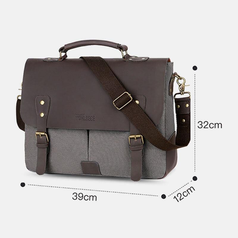 Hommes Toile Grande Capacité Couverture Fermeture Éclair Vintage Affaires Messenger Sac Pour Ordinateur Portable Sac À Bandoulière Sac À Main