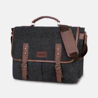 Hommes Toile Multi-poches Résistant À L'usure Vintage Business Messenger Sac Pour Ordinateur Portable Sac À Bandoulière Sac À Main