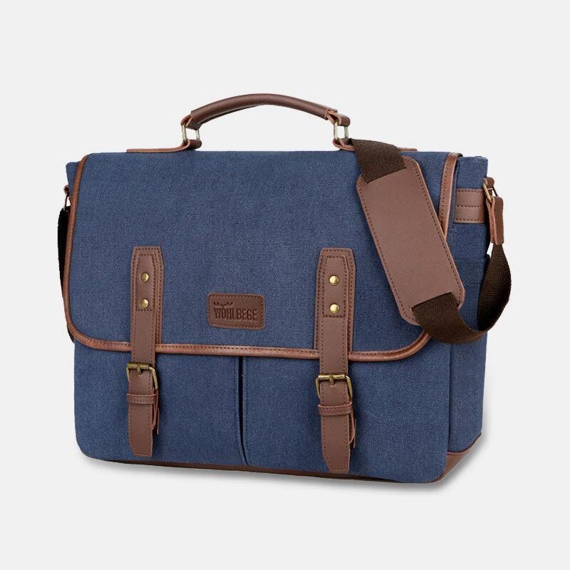 Hommes Toile Multi-poches Résistant À L'usure Vintage Business Messenger Sac Pour Ordinateur Portable Sac À Bandoulière Sac À Main