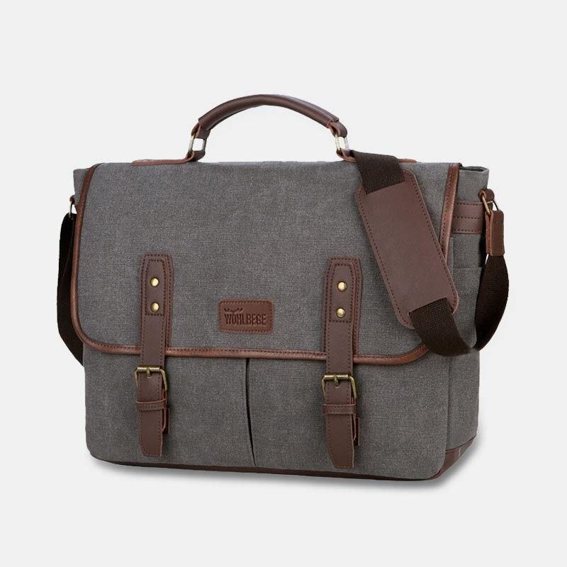 Hommes Toile Multi-poches Résistant À L'usure Vintage Business Messenger Sac Pour Ordinateur Portable Sac À Bandoulière Sac À Main