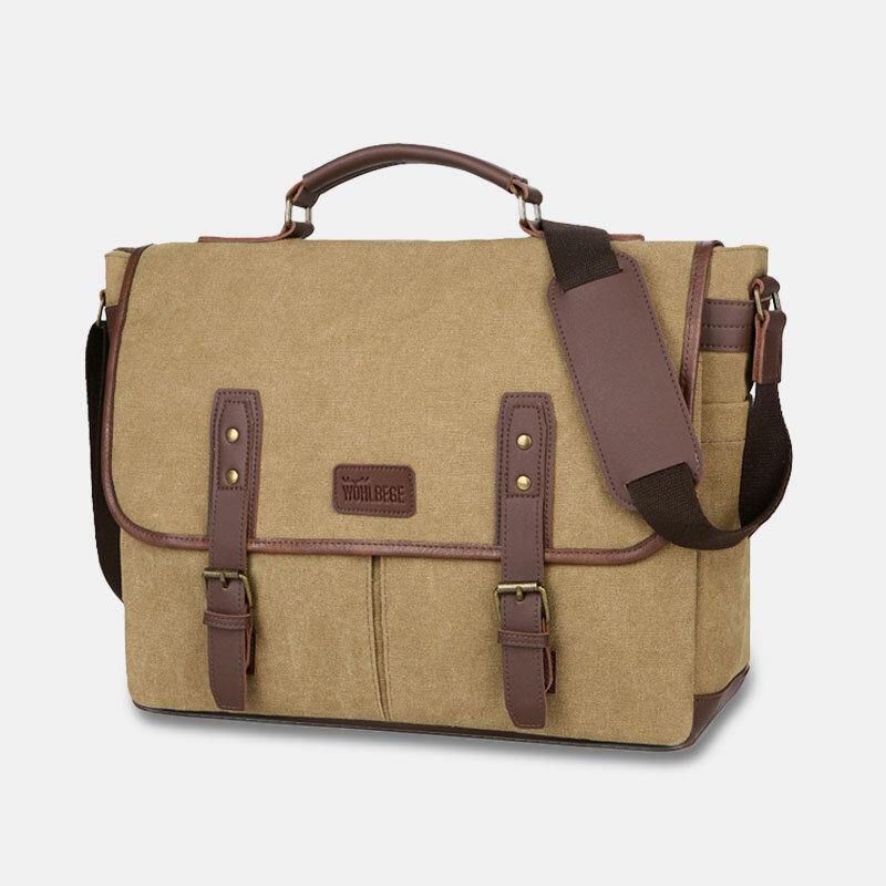 Hommes Toile Multi-poches Résistant À L'usure Vintage Business Messenger Sac Pour Ordinateur Portable Sac À Bandoulière Sac À Main