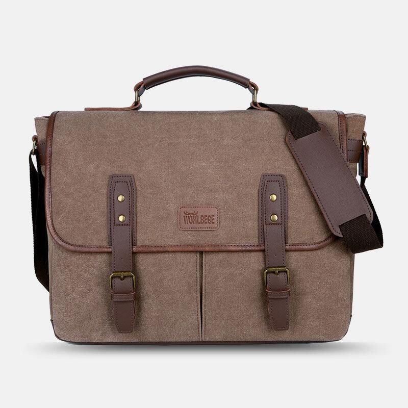 Hommes Toile Multi-poches Résistant À L'usure Vintage Business Messenger Sac Pour Ordinateur Portable Sac À Bandoulière Sac À Main