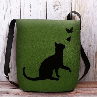 Sac À Bandoulière Imprimé Motif Papillon Chat Noir Pour Femme