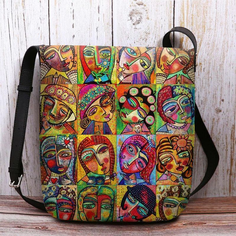 Sac À Bandoulière Imprimé Personnage De Dessin Animé Multicolore En Feutre Pour Femme