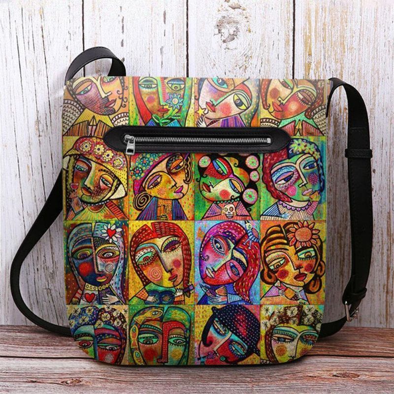 Sac À Bandoulière Imprimé Personnage De Dessin Animé Multicolore En Feutre Pour Femme