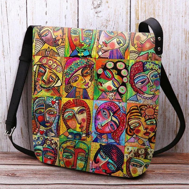 Sac À Bandoulière Imprimé Personnage De Dessin Animé Multicolore En Feutre Pour Femme