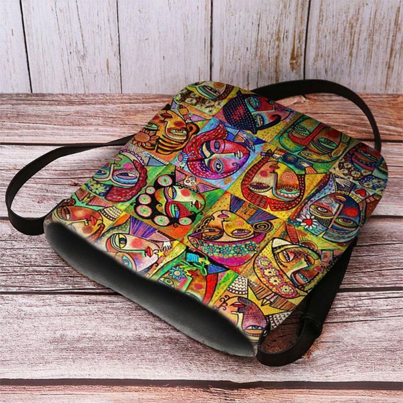 Sac À Bandoulière Imprimé Personnage De Dessin Animé Multicolore En Feutre Pour Femme