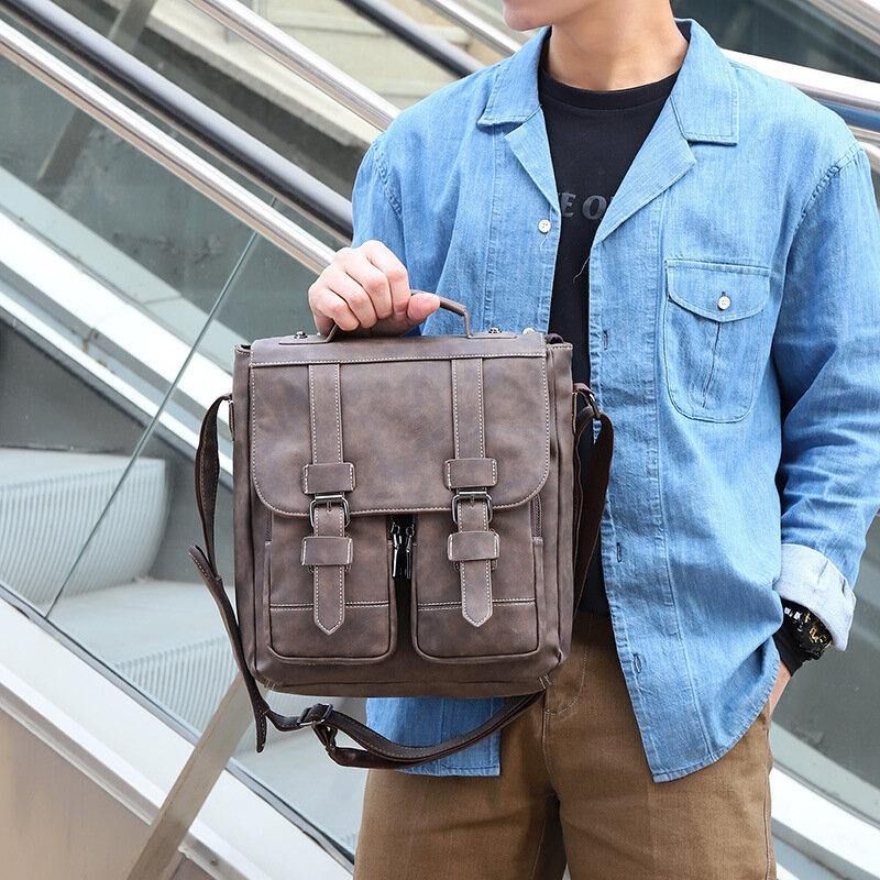 Sac À Bandoulière Multifonction Rétro Multi-poches En Simili Cuir Pour Homme Sac À Bandoulière Sac De Voyage