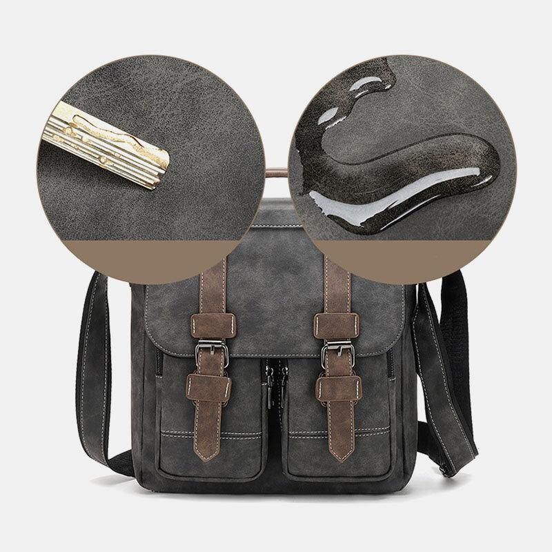 Sac À Bandoulière Multifonction Rétro Multi-poches En Simili Cuir Pour Homme Sac À Bandoulière Sac De Voyage