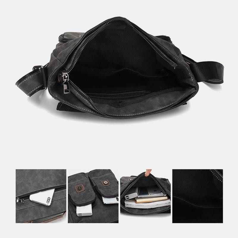 Sac À Bandoulière Multifonction Rétro Multi-poches En Simili Cuir Pour Homme Sac À Bandoulière Sac De Voyage